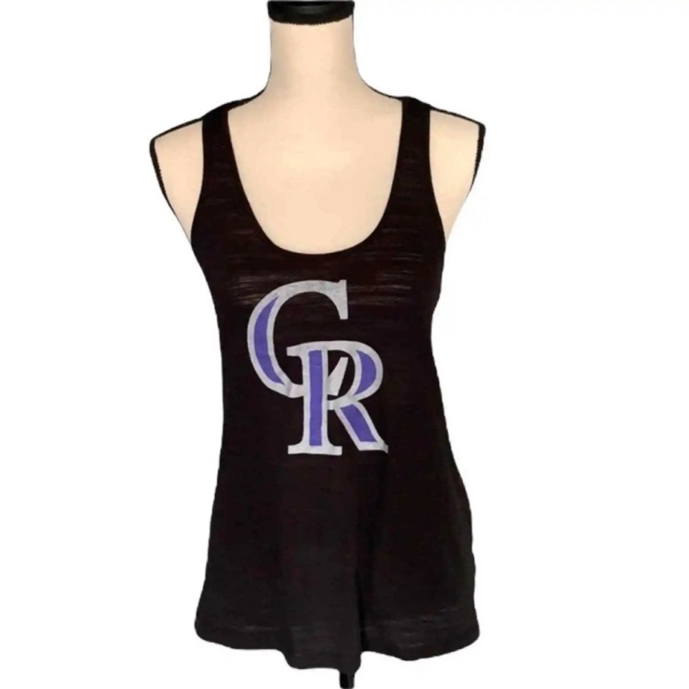 Soft As A Grape Colorado Rockies Tank Top Black Purple Racerback Size Medium